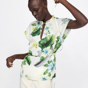 Zara Tropical Print Blouse - Size S